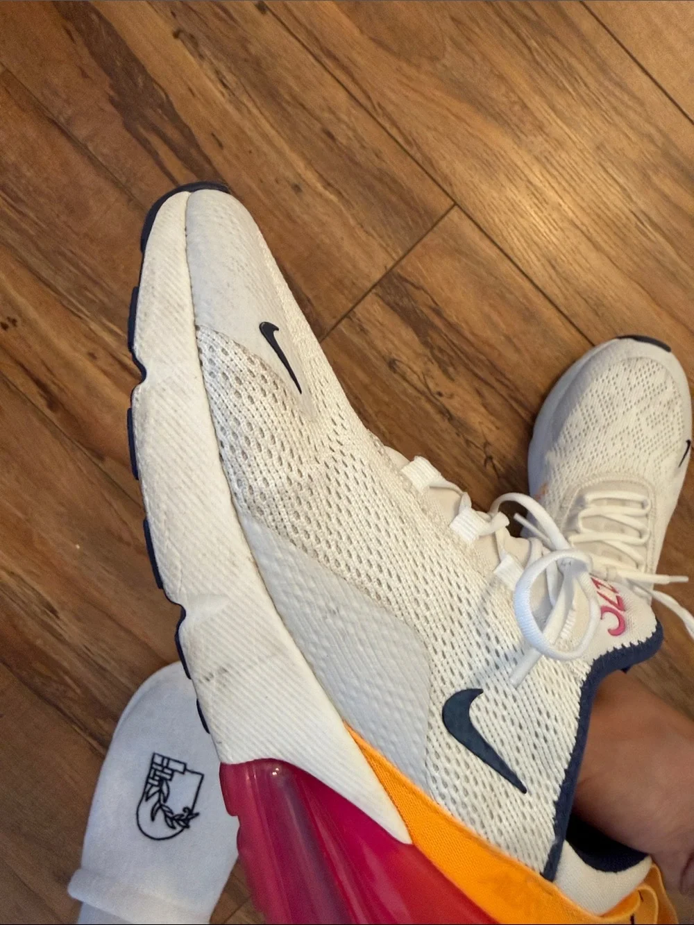 Nike Kids Air Max 270 White with Pink and Yellow Accents